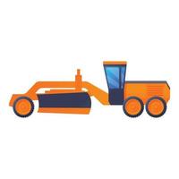 Construction grader machine icon, cartoon style vector