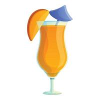Summer cocktail icon, cartoon style vector