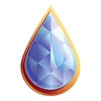 Drop form gemstone icon, cartoon style vector