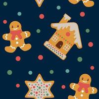 Seamless pattern with Christmas ginder bread man vector