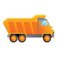 Unloading tipper icon, cartoon style vector