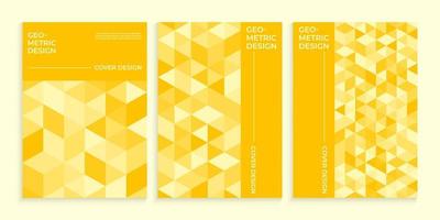 yellow book cover with geometric triangles design vector