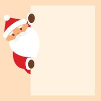 Cartoon Santa Claus is looking out from paper. Vector illustration.