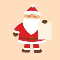 Cartoon Santa Claus with paper. Vector illustration.