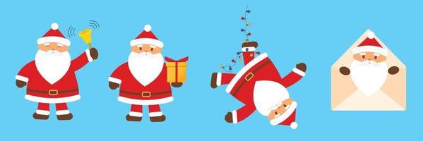 Set of happy Santa Claus. Vector illustration.