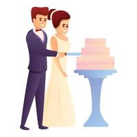 Wedding cake icon, cartoon style vector