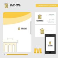 Trash Business Logo File Cover Visiting Card and Mobile App Design Vector Illustration