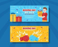 ilustración de plantillas dibujadas a mano de dibujos animados planos de banner horizontal de venta de boxing day vector