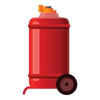 Fire extinguisher on wheels icon, cartoon style vector