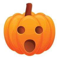 Pumpkin halloween icon, cartoon style vector