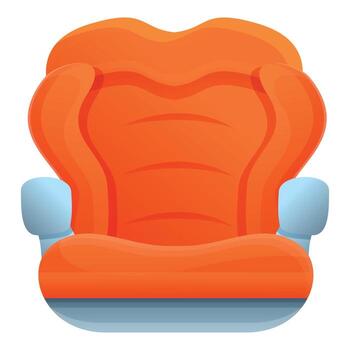 icono de asiento de coche de bebé rojo, estilo de dibujos animados vector
