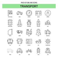 conjunto de iconos de línea de transporte 25 estilo de contorno discontinuo vector