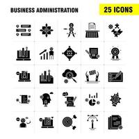 Business Administration Solid Glyph Icons Set For Infographics Mobile UXUI Kit And Print Design Include Protected Website Website Internet Dollar Mountains Dollar Pencil Eps 10 Vector