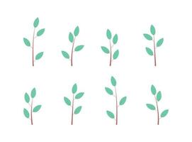 A set of different young plants. Sprouts of trees vector