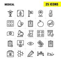 Medical Line Icons Set For Infographics Mobile UXUI Kit And Print Design Include Water Melon Melon Fruit Food Bones Broken Bones Collection Modern Infographic Logo and Pictogram Vector