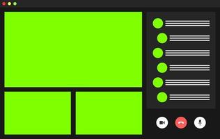 interfaz de usuario de videoconferencia. superposición de ventana de videollamada. 3 usuarios vector