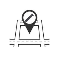 Rocket drop location icon. Potential danger icon vector