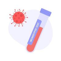 prueba del virus de la viruela del simio. matraz con sangre vector