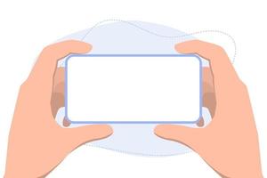 UI of a frameless phone that is held in the hands vector