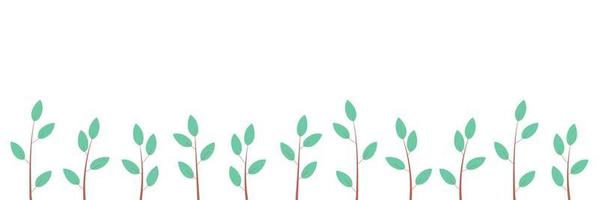 Background with different young plants. Sprouts of trees vector