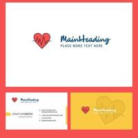 Heart ecg Logo design with Tagline Front and Back Busienss Card Template Vector Creative Design