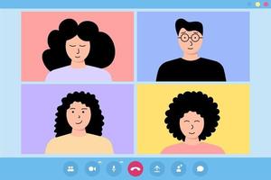 Illustration of friendly video call conversations vector