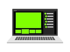 Video conference user interface on laptop. Video call window overlay. Chromakey windows vector