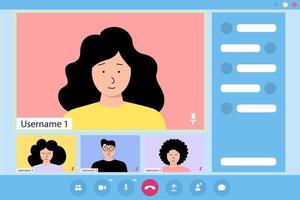 grupo de personas usó la aplicación de videollamadas. concepto de reunión en línea vector