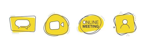 Online Meeting Label Set. Video Call Concept vector