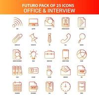 Orange Futuro 25 Office and Interview Icon Set vector