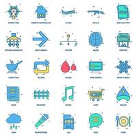 25 Business Concept Mix Flat Color Icon set vector