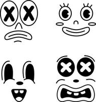 Retro cartoon character faces vector