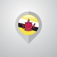 puntero de navegación de mapa con vector de diseño de bandera de brunei