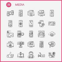 Media Hand Drawn Icon for Web Print and Mobile UXUI Kit Such as Mobile Cell World Internet Mobile Cell Phone Mail Pictogram Pack Vector