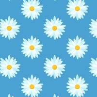botanical pattern with daisies on a blue background vector