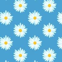 botanical pattern with daisies on a blue background vector