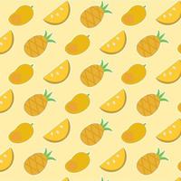 bright fruit pattern with mango and pineapple and melon vector