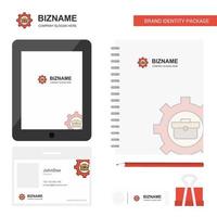 Breifcase setting Business Logo Tab App Diary PVC Employee Card and USB Brand Stationary Package Design Vector Template