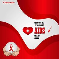 día mundial del sida 1 de diciembre, pancarta con cinta roja y texto día mundial del sida vector