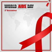 World AIDS Day December 1st,  Banner with red ribbon and text World Aids Day