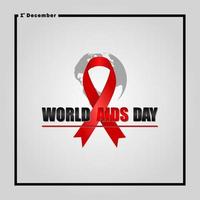 World AIDS Day December 1st,  Banner with red ribbon and text World Aids Day vector