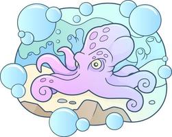 pulpo divertido de la historieta vector