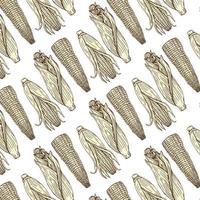 Corn on the cob pattern on a white background.The vector pattern can be used for packaging, textiles, coloring books, and notebook covers.