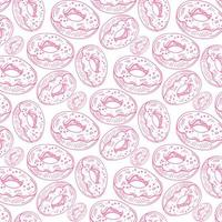 Donuts with pink icing. Background for cafes, restaurants, coffee shops, catering. Design texture for menu, booklet, banner, website. Vector illustration.