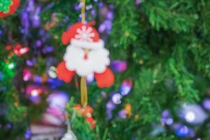 Abstract blurred christmas tree with bokeh light background photo