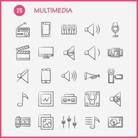 icono multimedia dibujado a mano para impresión web y kit uxui móvil, como hardware de teléfono celular, cámara de video, imagen de película, paquete de pictogramas, vector