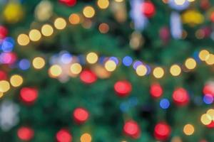 Abstract blurred christmas tree with bokeh light background photo