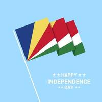 diseño tipográfico del día de la independencia de seychelles con vector de bandera