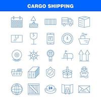 Cargo Shipping Line Icon for Web Print and Mobile UXUI Kit Such as Shield Cargo Security Delivery Mobile Cell Cargo Box Pictogram Pack Vector