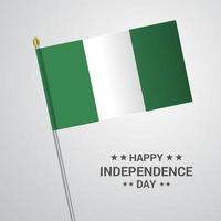 diseño tipográfico del día de la independencia de nigeria con vector de bandera